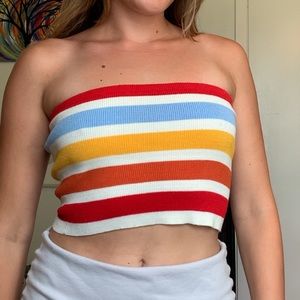 Rainbow Knitted Crop/ Tube Top